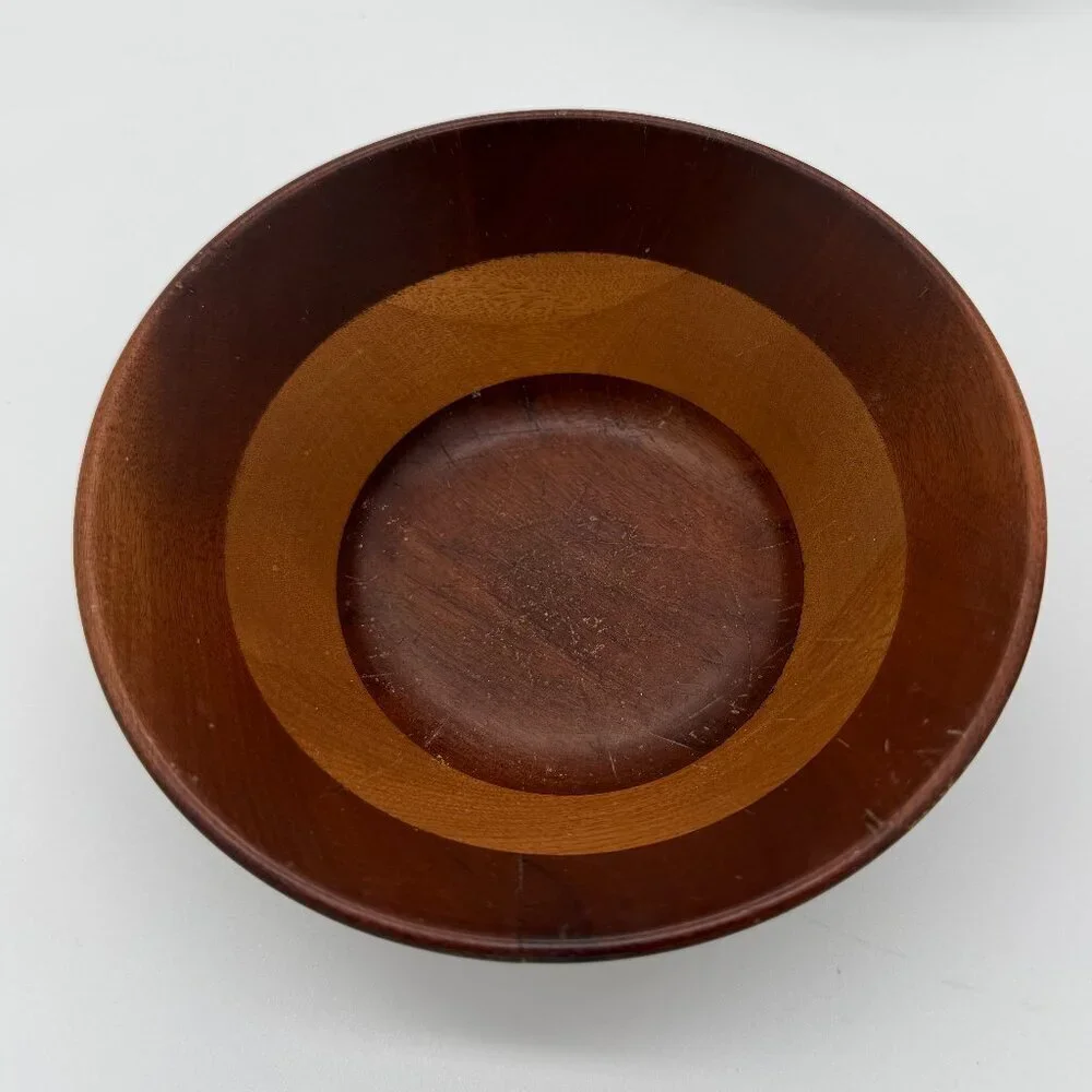 Woodpecker Woodware Bowls Set of 3 MCM Wood Vintage 6